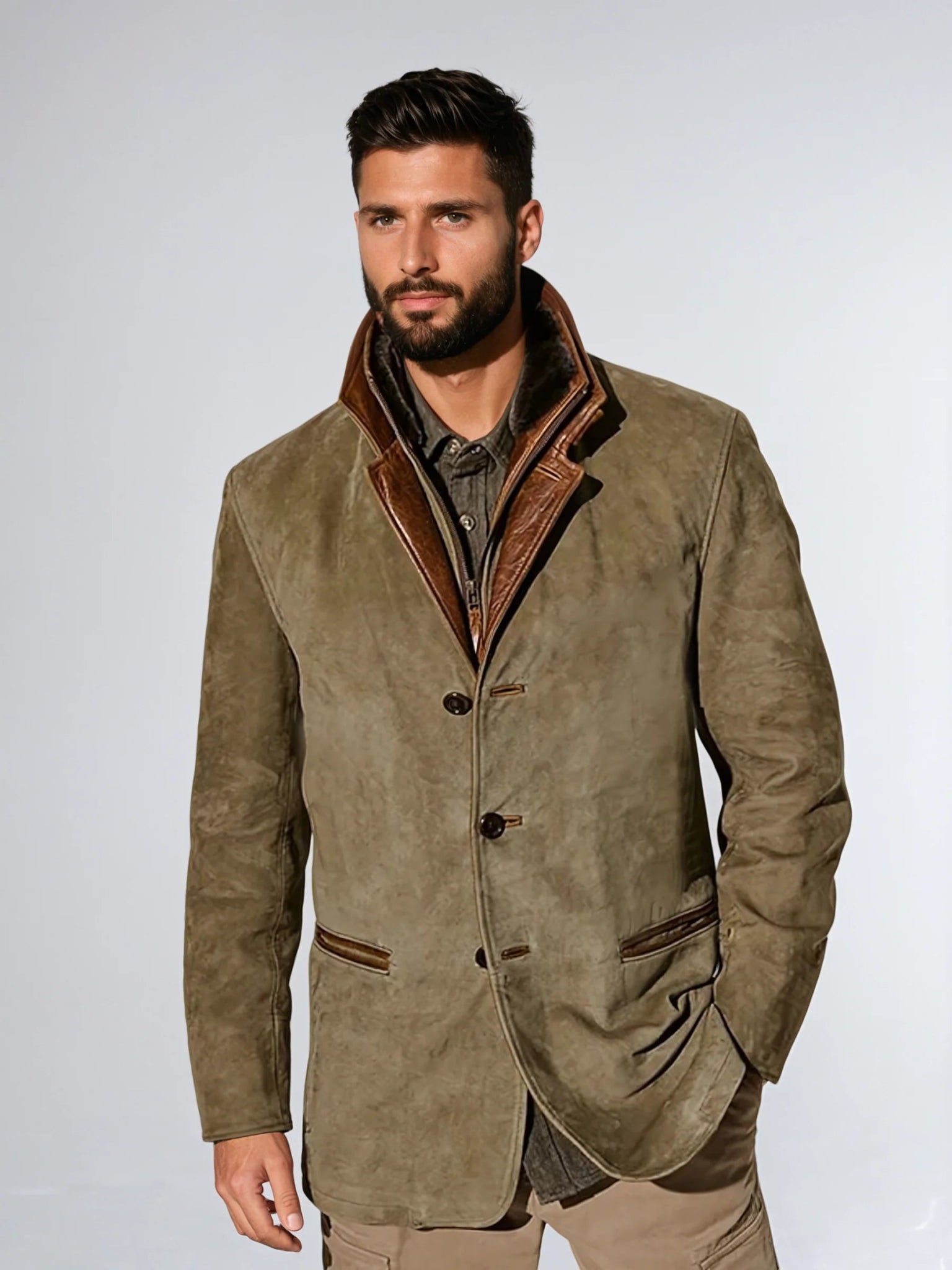 Veste Vintage à Col En Cuir | ParisCharme™Parischarme