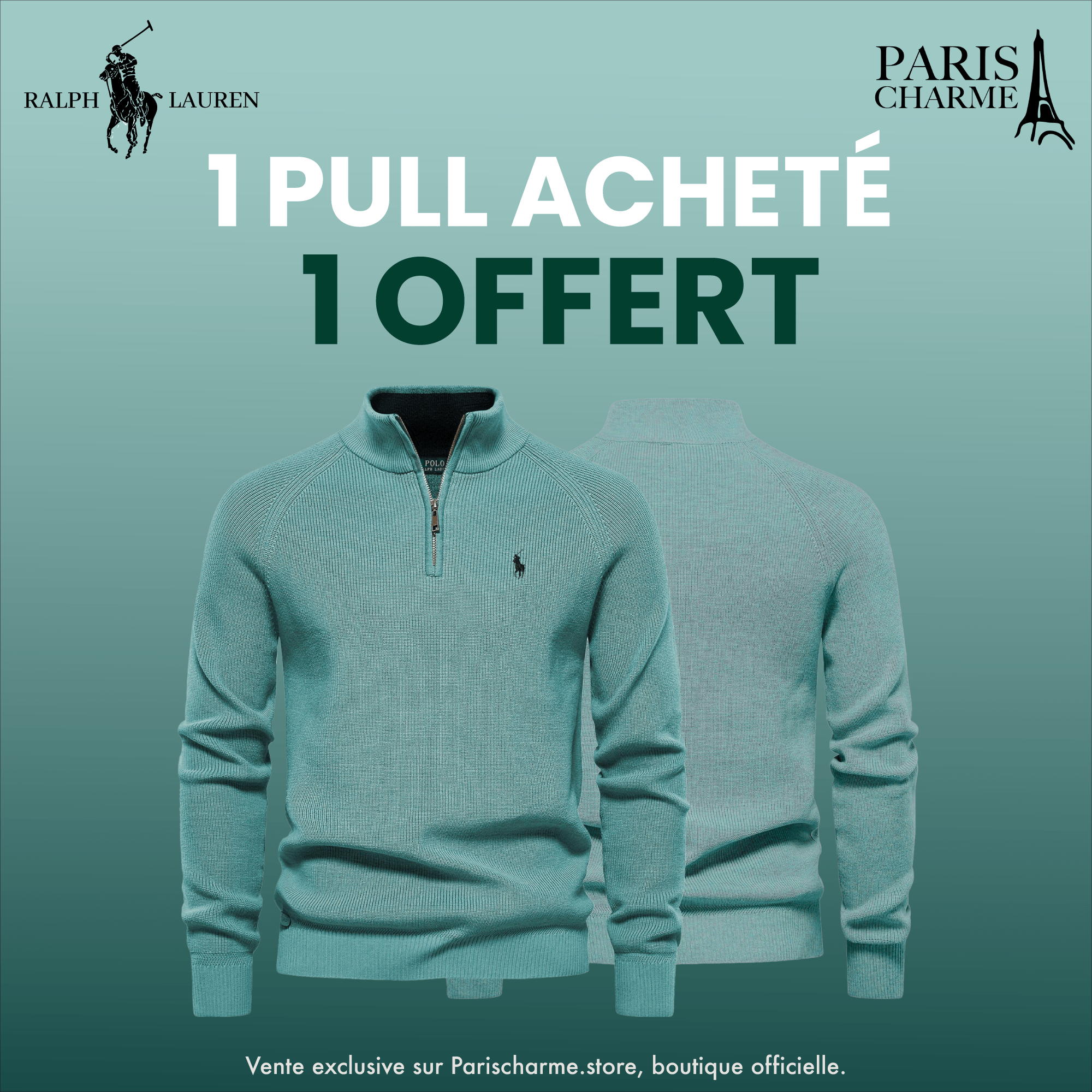 Pull Col Zippé R&L 1+1 (DÉSTOCKAGE)Parischarme