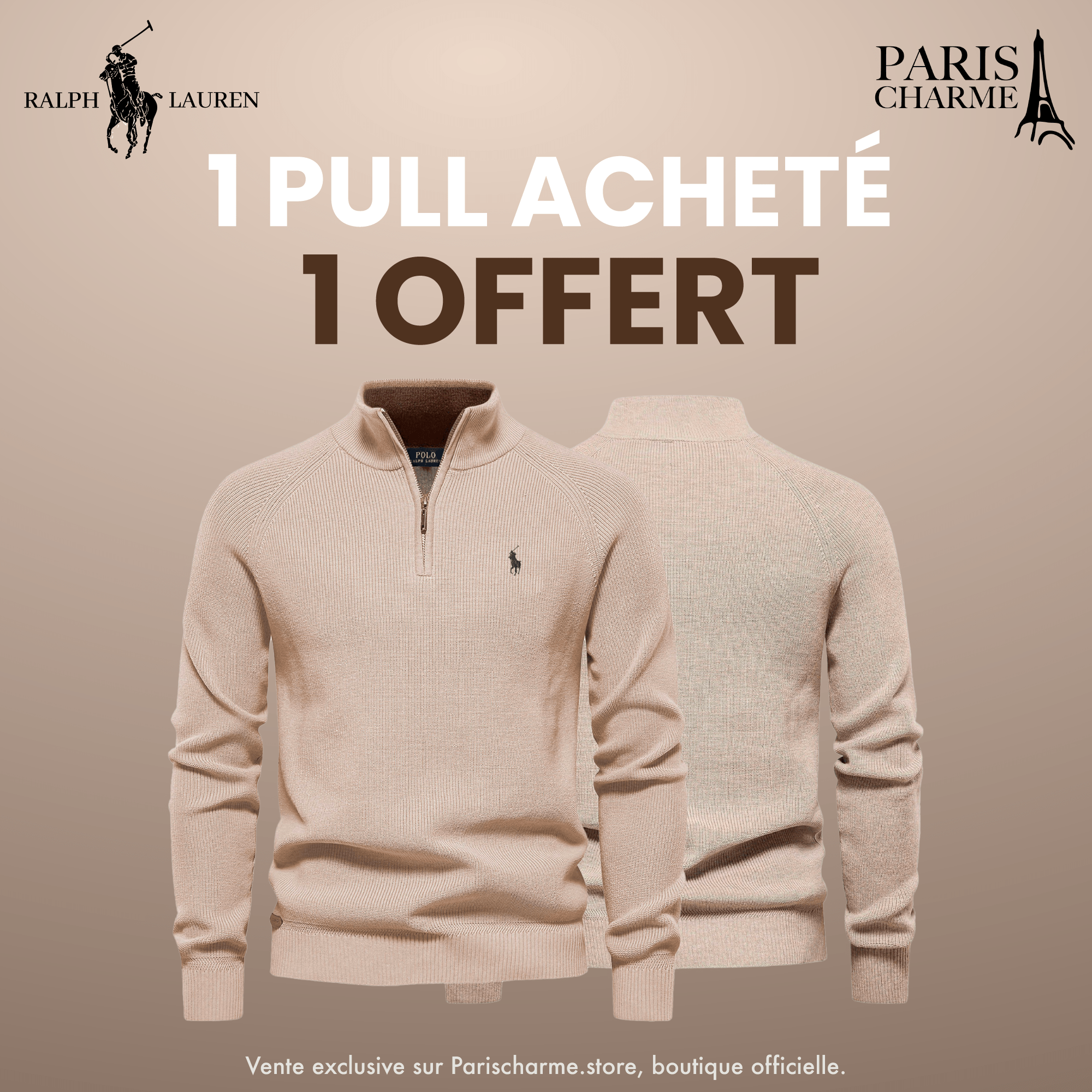 Pull Col Zippé R&L 1+1 (DÉSTOCKAGE)Parischarme