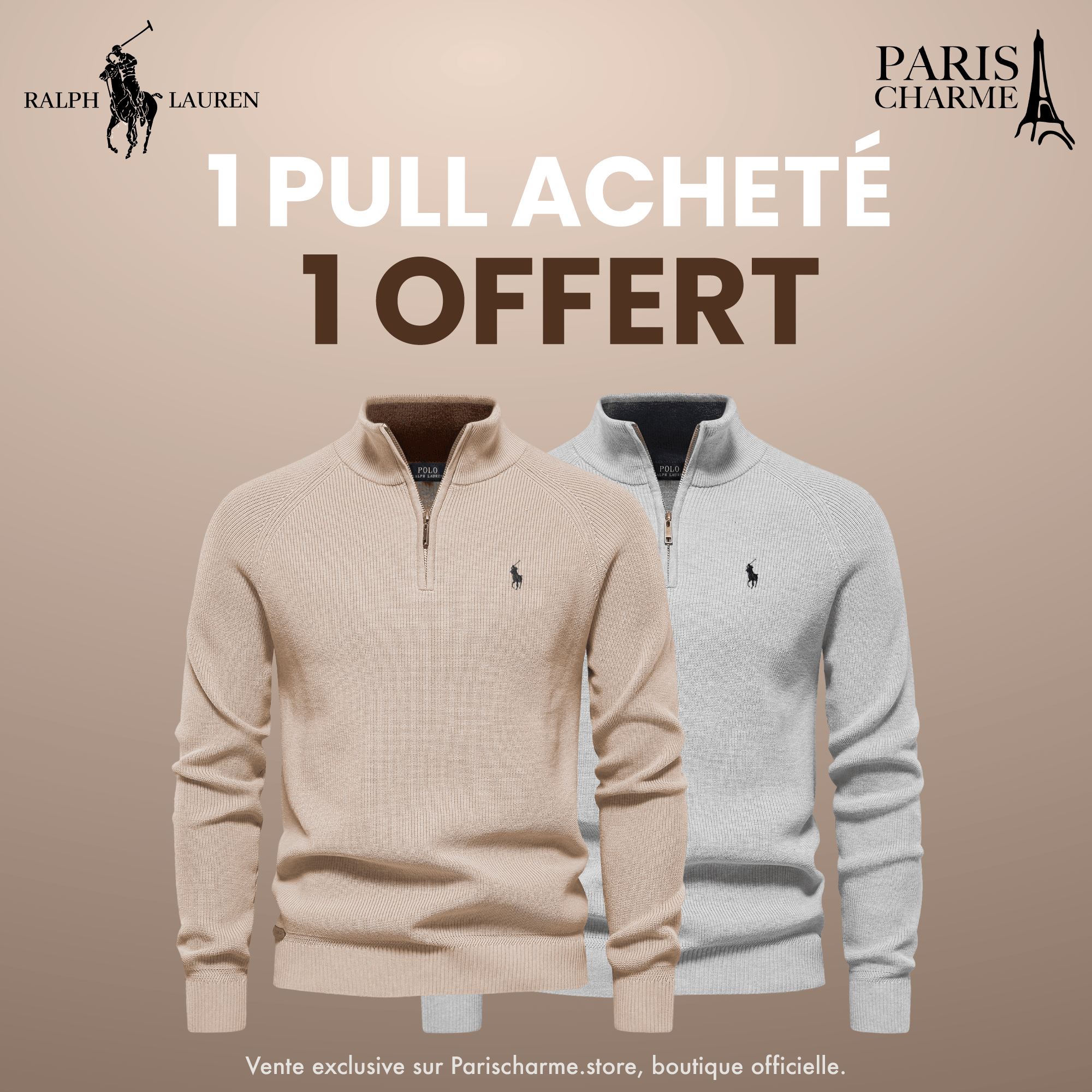 Pull Col Zippé R&L 1+1 (DÉSTOCKAGE)Parischarme