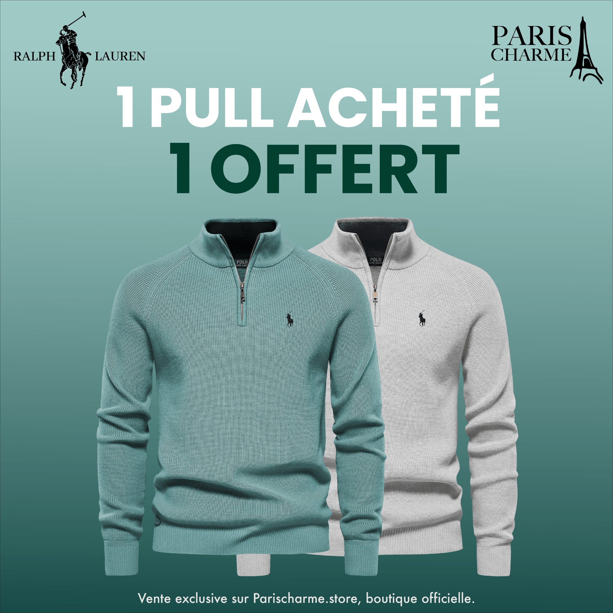 Pull Col Zippé R&L 1+1 (DÉSTOCKAGE)Parischarme