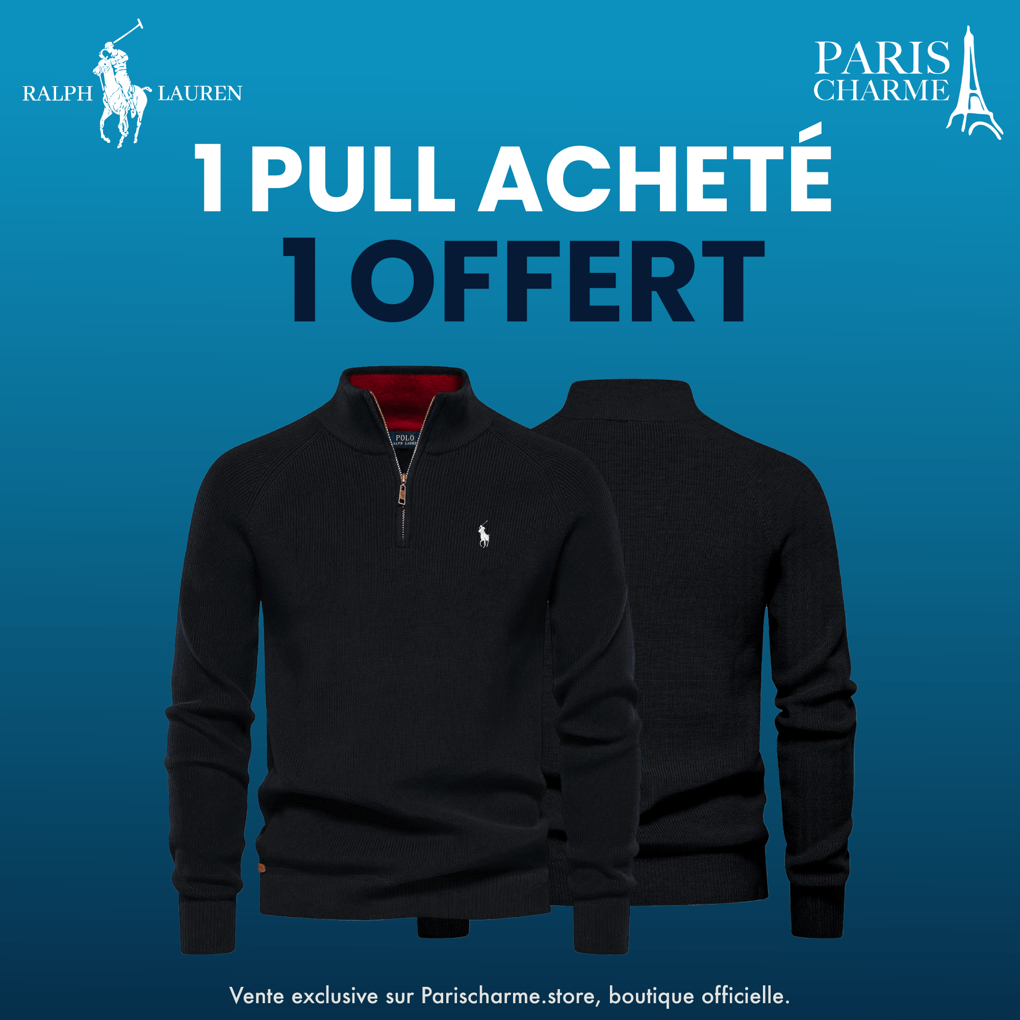 Pull Col Zippé R&L 1+1 (DÉSTOCKAGE)Parischarme