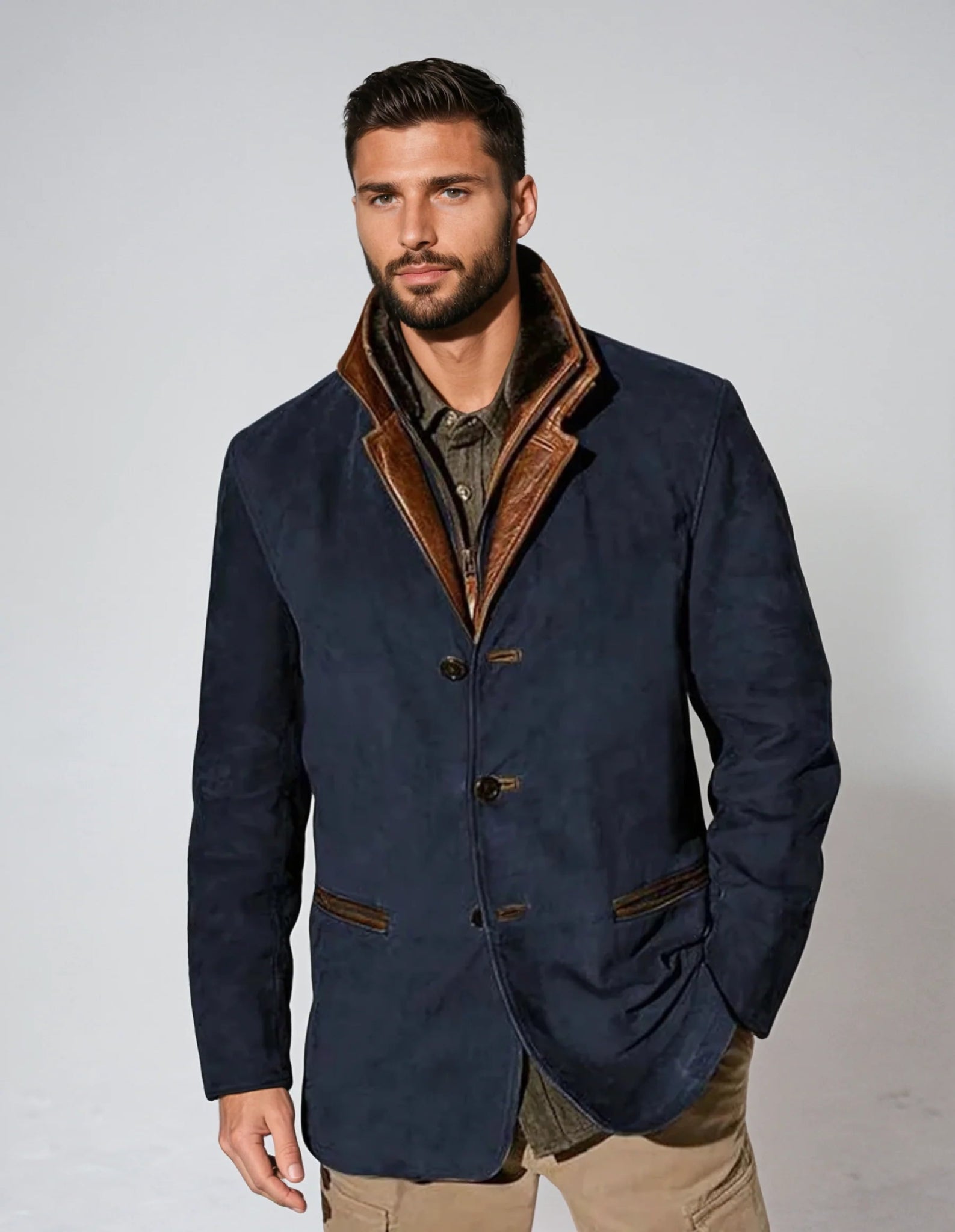 Veste Vintage à Col En Cuir | ParisCharme™Parischarme