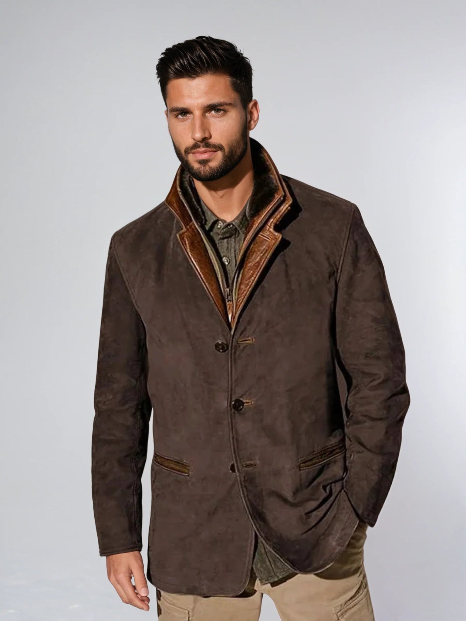 Veste Vintage à Col En Cuir | ParisCharme™Parischarme