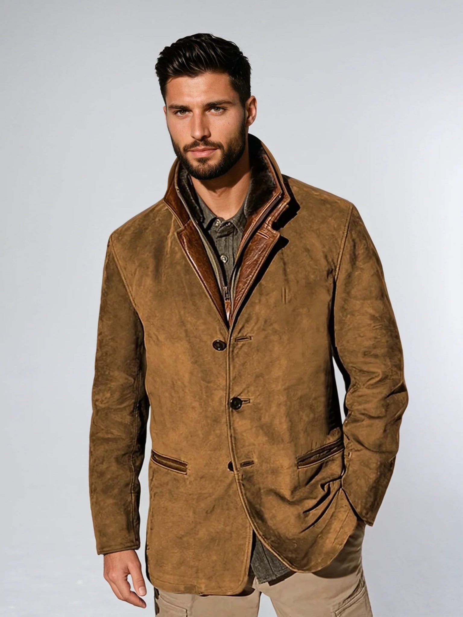 Veste Vintage à Col En Cuir | ParisCharme™Parischarme
