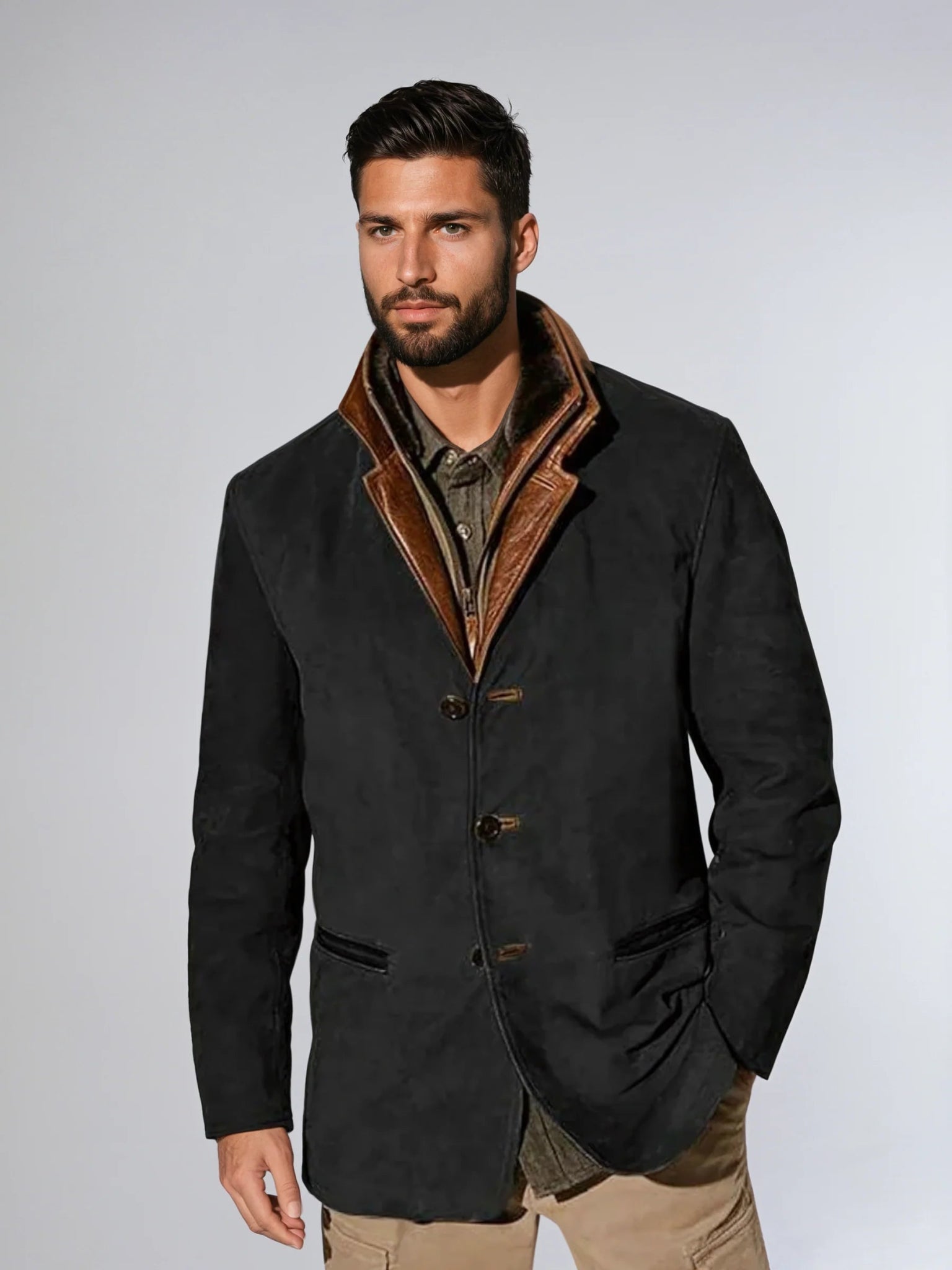 Veste Vintage à Col En Cuir | ParisCharme™Parischarme